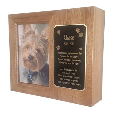 Paw Print Horizontal Cherry Photo Small Pet Urn